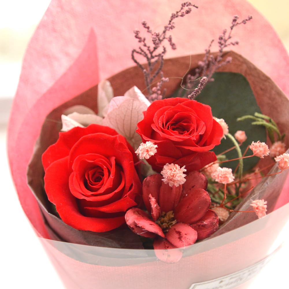 【1点のみ】プリザーブドフラワー ブーケ ボックスフラワー ローズ10本 ピンク（プリザーブドフラワー